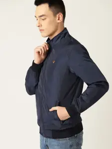 Allen Solly Men Navy Blue Solid Bomber Jacket