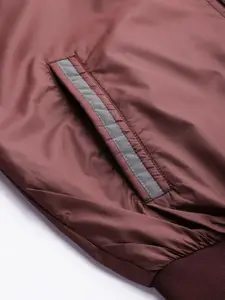Allen Solly Sport Men Maroon Solid Hooded Bomber Jacket