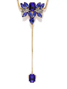 Zaveri Pearls Blue Gold-Plated Studded Ring Bracelet