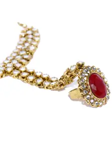 Zaveri Pearls Set Of 2 Red And Green Gold-Plated Ring Bracelets