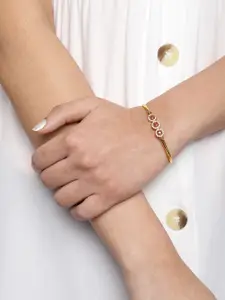 Zaveri Pearls Pink Gold-Plated Cubic Zirconia Studded Kada Bracelet