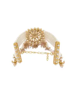 Zaveri Pearls Gold-Plated Pearls & Kundan Studded Wraparound Bracelet
