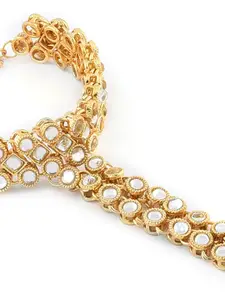 Zaveri Pearls Gold-Plated Stone Studded Ring Bracelet