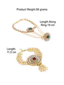 Zaveri Pearls Set Of 2 Gold-Plated Pearl & Kundan Studded Wedding Collection Bracelets