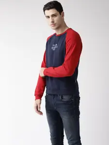 Flying Machine Men Navy Blue Solid Sweatshirt