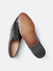 Arrow Men Black Solid Leather Formal Derbys