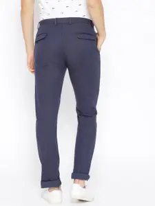 Blackberrys Men Navy Blue B-95 Sharp Regular Fit Self Design Chinos