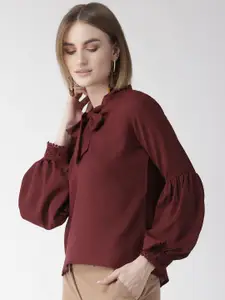 Style Quotient Women Maroon Solid Regular Top