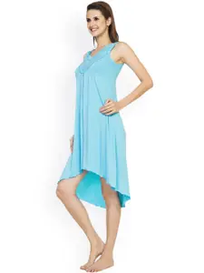 Soie Blue Knee Length Nightdress NT-14