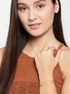 Carlton London 18k Rose Gold Plated Double Chain with Star Multistrand Bracelet