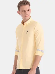 U.S. Polo Assn. Men Yellow Regular Fit Solid Casual Shirt
