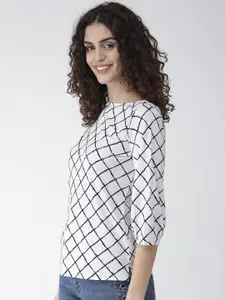 Style Quotient Women White & Black Checked Top