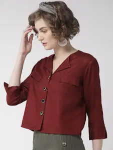 Style Quotient Women Maroon Solid Shirt Style Top