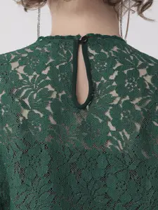 Style Quotient Women Green Sheer Lace Top