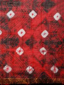 Geroo Jaipur Hand Dyed Red & Black Bandhani Kota Silk  Saree