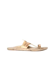 Fabindia Women Tan Brown Leather Kolhapuri Flats