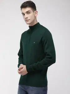 Raymond Men Green Solid Pullover Sweater