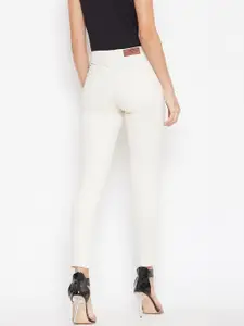 Vero Moda Women Cream-Coloured Skinny Fit Mid-Rise Clean Look Stretchable Jeans