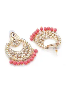 Rubans Gold-Toned & Pink Contemporary Chandbalis