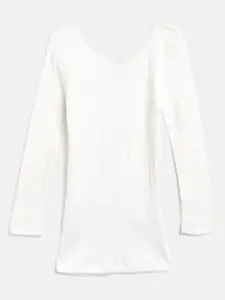 Kanvin Girls Pack of 2 White Self Design Thermal Tops