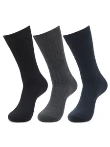 Bonjour Men Pack of 3 Assorted Solid Calf-Length Socks
