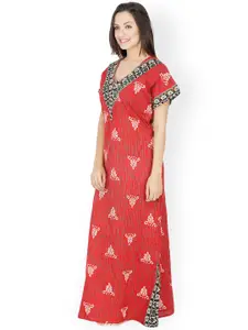 Secret Wish Red Printed Maxi Nightdress NT-130