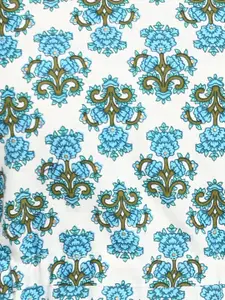 Vbuyz Women Off-White & Blue Printed A-Line Kurta