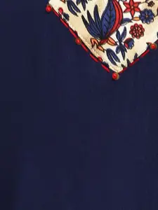 Vbuyz Women Blue & Beige Solid Straight Kurta