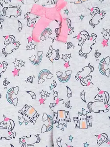 mackly Girls Grey Printed Night suit