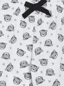 mackly Girls White & Grey Printed Night suit