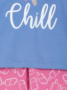 mackly Girls Blue & Pink Printed Night suit IPW-07-12-18