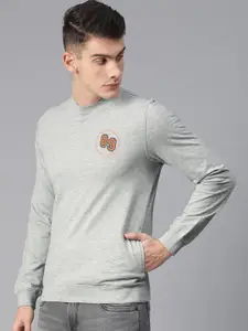 Peter England Men Grey Solid Sweatshirt