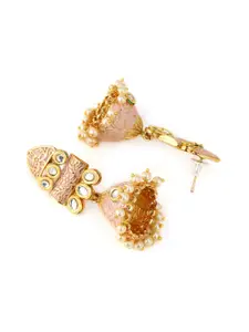 Rubans Gold-Toned & Rose Gold Oxidised Classic Jhumkas