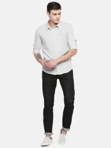 SPYKAR Men Grey Slim Fit Solid Casual Shirt