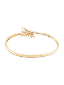 Zaveri Pearls Gold-Toned & Pink Cubic Zirconia Studded Kada Bracelet