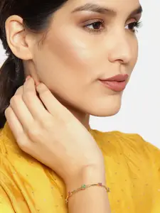 Zaveri Pearls Gold-Plated Cubic Zirconia Studded Kada Bracelet