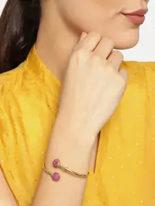 Zaveri Pearls Gold-Toned & Pink Cubic Zirconia Studded Kada Bracelet