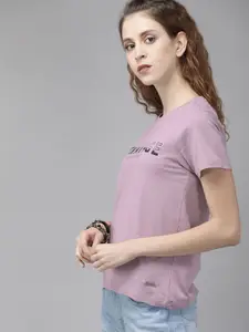 The Roadster Lifestyle Co Women Purple Printed Boxy Fit T-shirt