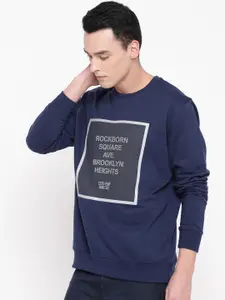 Duke Men Navy Blue Printed Sweatshirt