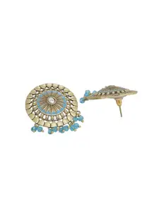 Voylla Gold-Plated & Blue Oxidised Circular Studs