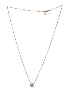 AQUASTREET Rose Gold-Plated & Cubic Zirconia Studded Pendant With Chain