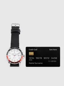 Daniel Klein Men Silver-Toned Genuine Leather Analogue Watch DK.1.12349-2