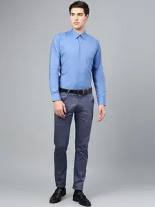 Hancock Men Blue Premium Slim Fit Solid Formal Shirt