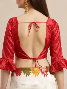 Saree mall Off-White & Red Solid Saree