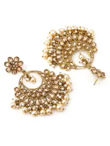 Rubans Gold-Plated & Peach-Coloured Classic Drop Earrings