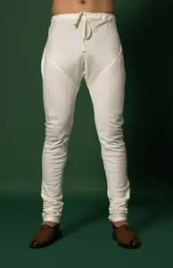 KISAH Men Cream-Coloured & Gold-Coloured Solid Kurta with Churidar & Nehru Jacket