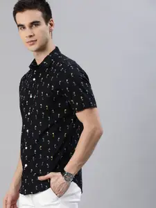 Levis Men Black Slim Fit Tropical Printed Casual Shirt