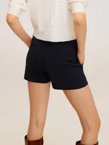 MANGO Women Navy Blue Solid Regular Fit Shorts