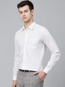 Blackberrys Men White Slim Fit Solid Formal Shirt