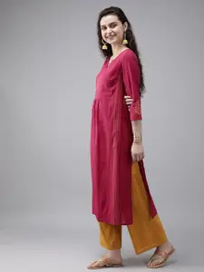Anouk Women Pink Woven Design Straight Kurta
